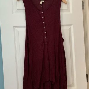 High-Low Button Tank Boho Dress